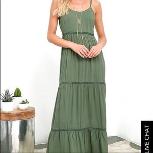 Lulu’s Beck and Call Olive Green Maxi Dress